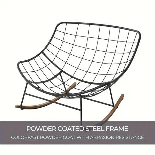 🔥【Summer Limited Time Offer】Grey Outdoor Papasan Rocking Chair with Cushion