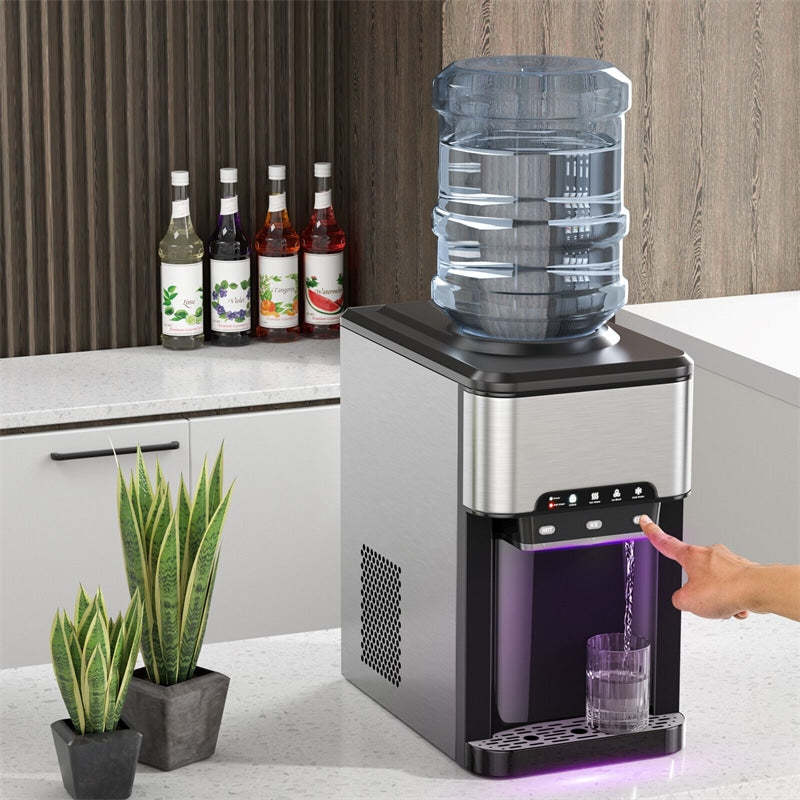 3-in-1 Water Cooler Dispenser with Ice Maker & Child Safety Lock for Home