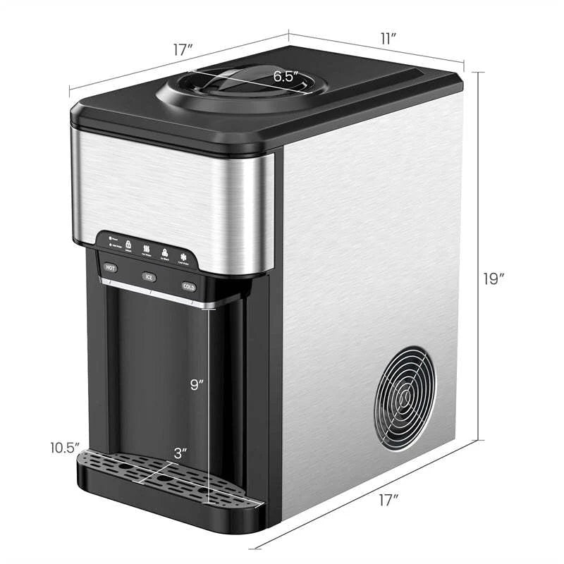 3-in-1 Water Cooler Dispenser with Ice Maker & Child Safety Lock for Home
