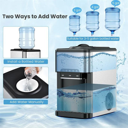 3-in-1 Water Cooler Dispenser with Ice Maker & Child Safety Lock for Home