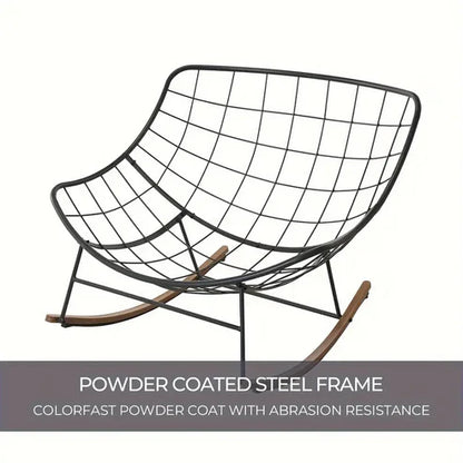 🔥【Summer Limited Time Offer】Grey Outdoor Papasan Rocking Chair with Cushion