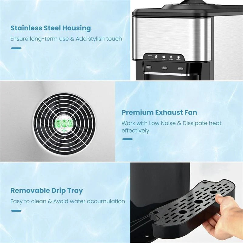 3-in-1 Water Cooler Dispenser with Ice Maker & Child Safety Lock for Home