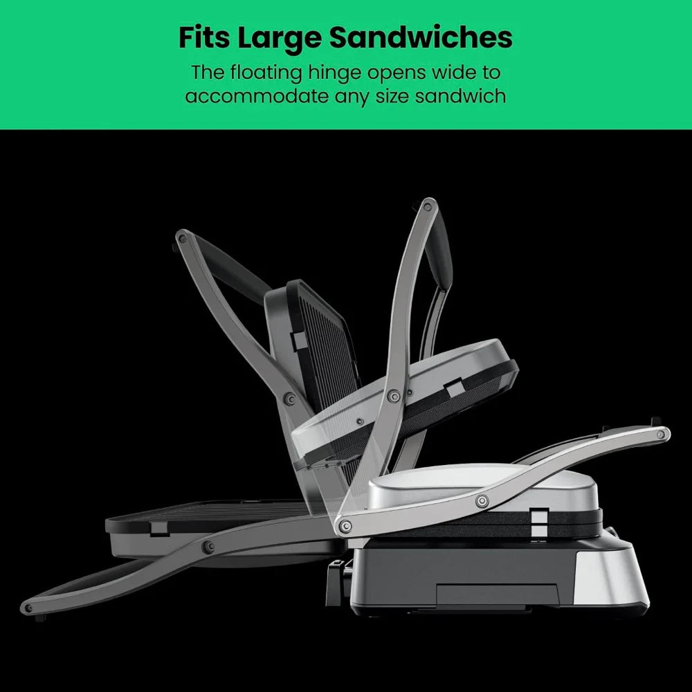 5-in-1 Digital Panini Press Grill Sandwich Maker and Griddle Grill with Removable, Reversible Safe Grilling Plates, Opens 180°