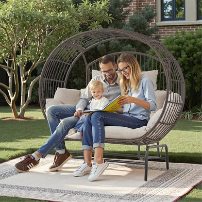 🔥【Summer limited time】2-Person Egg Chair Glider Rocking Chair, Outdoor sofa chair /Thicken Padded Cushions, Large Lounge Chair