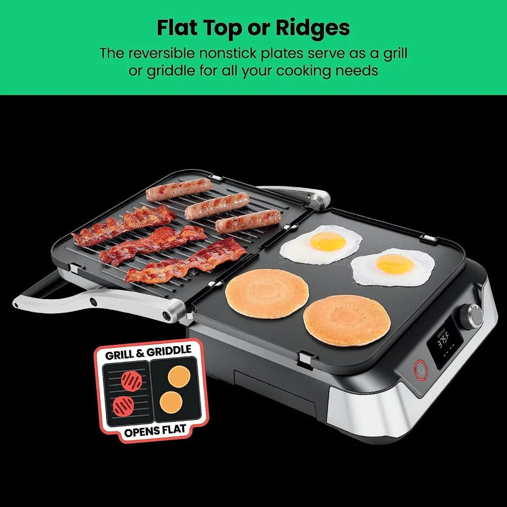 5-in-1 Digital Panini Press Grill Sandwich Maker and Griddle Grill with Removable, Reversible Safe Grilling Plates, Opens 180°