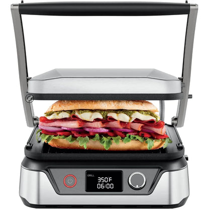 5-in-1 Digital Panini Press Grill Sandwich Maker and Griddle Grill with Removable, Reversible Safe Grilling Plates, Opens 180°