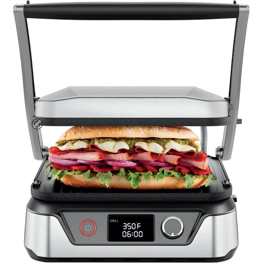 5-in-1 Digital Panini Press Grill Sandwich Maker and Griddle Grill with Removable, Reversible Safe Grilling Plates, Opens 180°