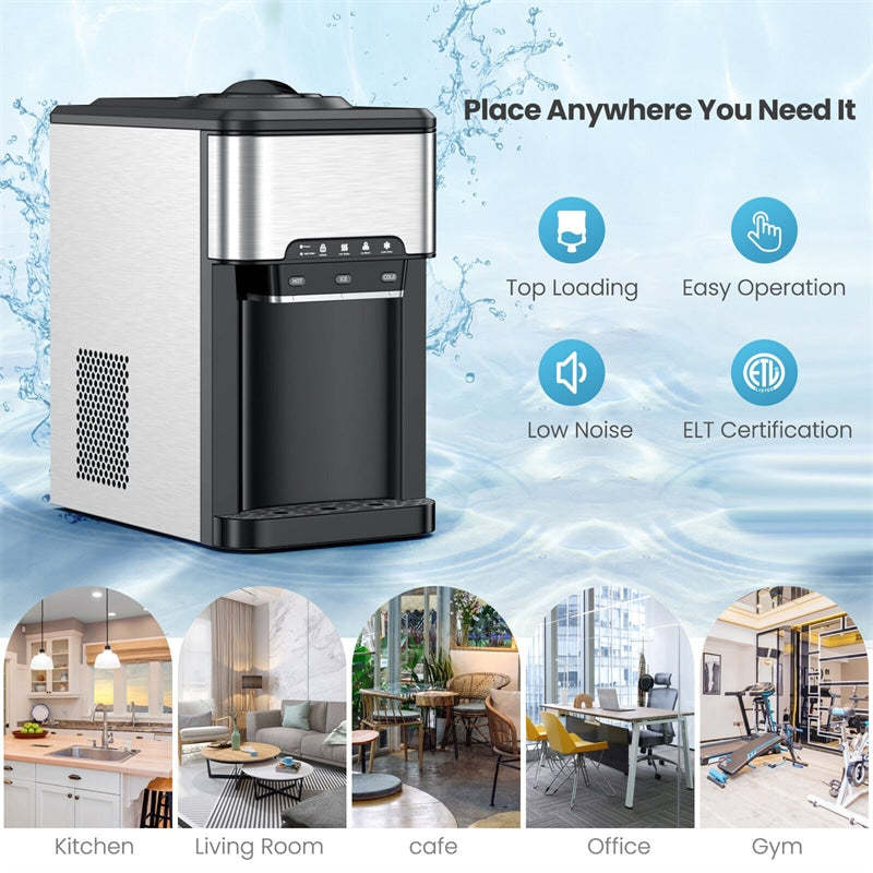 3-in-1 Water Cooler Dispenser with Ice Maker & Child Safety Lock for Home