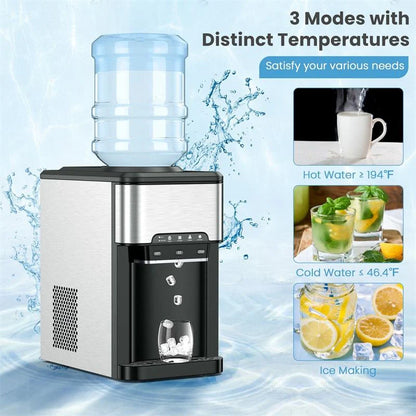 3-in-1 Water Cooler Dispenser with Ice Maker & Child Safety Lock for Home